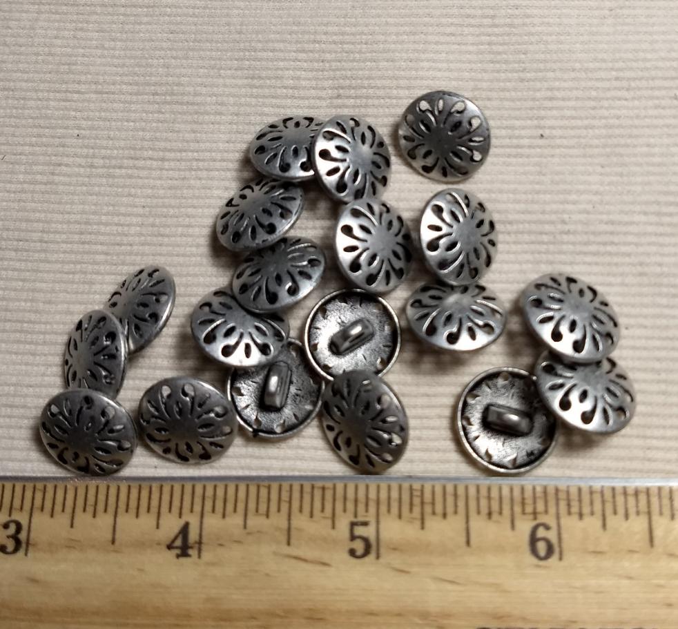 Button #1250 #Shank #Antique-Silver #Metal #10pc