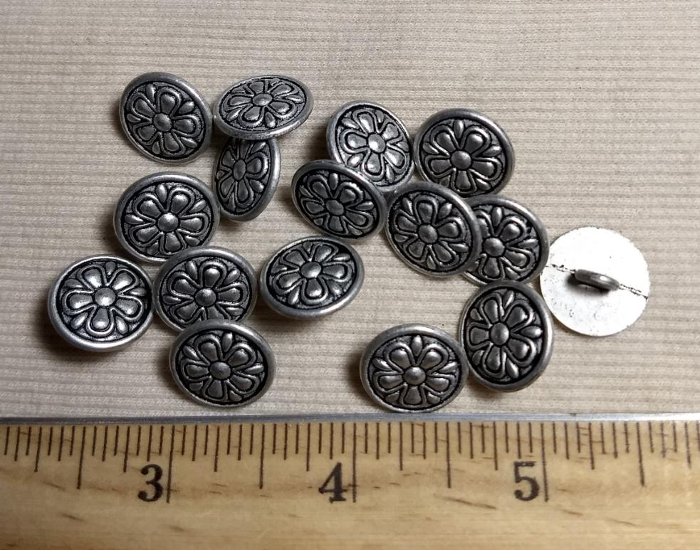 Button #1255 #Shank #Antique-Silver #Rim #Metal #10pc