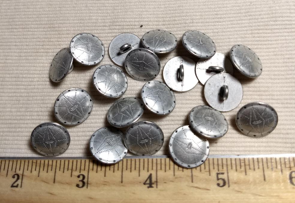 Button #1257 #Shank #Antique-Silver #Rim #Metal #10pc