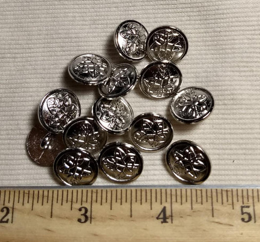 Button #1258 #Shank #Antique-Silver #Metal #Rim #10pc