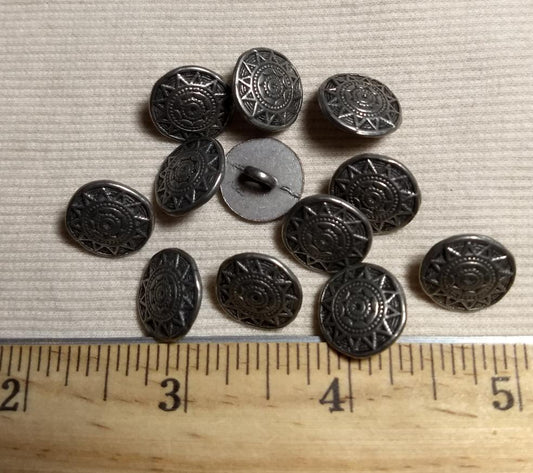 Button #1259 #Shank #Antique-Silver #Rim #Metal #10pc