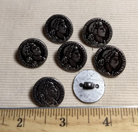 Button #1261 #Shank #Antique-Silver #Rim #Metal #10pc