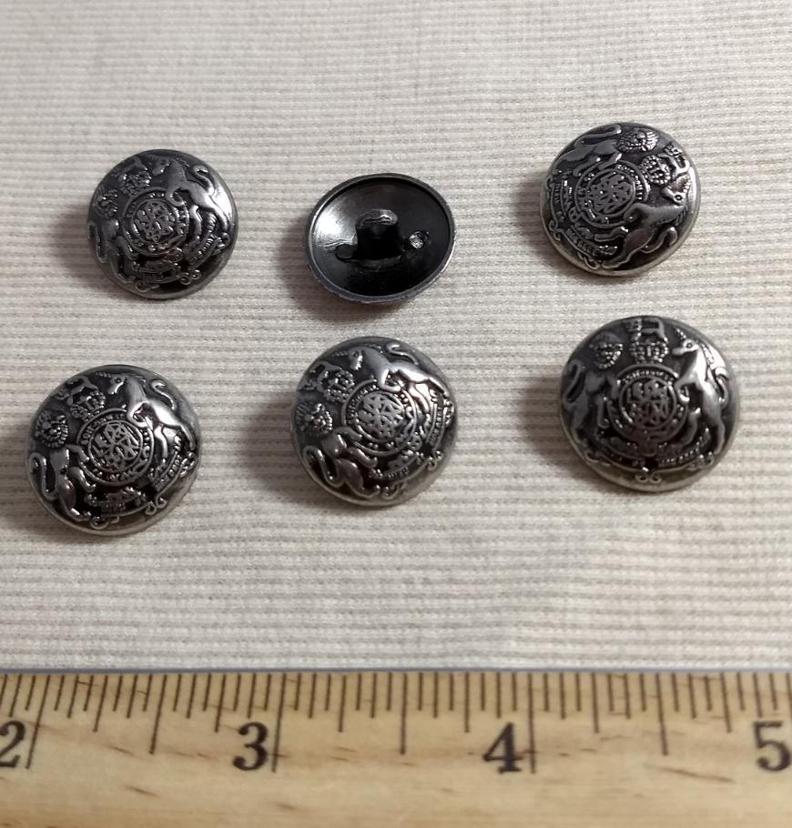 Button #1263 #Shank #Antique-Silver #Rim #Crest #Metal #10pc