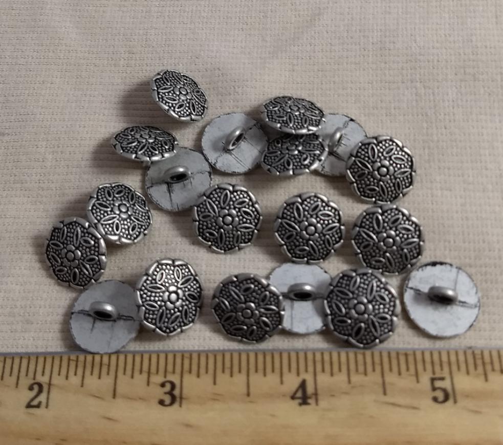 Button #1270 #Shank #Matte #Antique -Silver #Rim #Metal #10pc