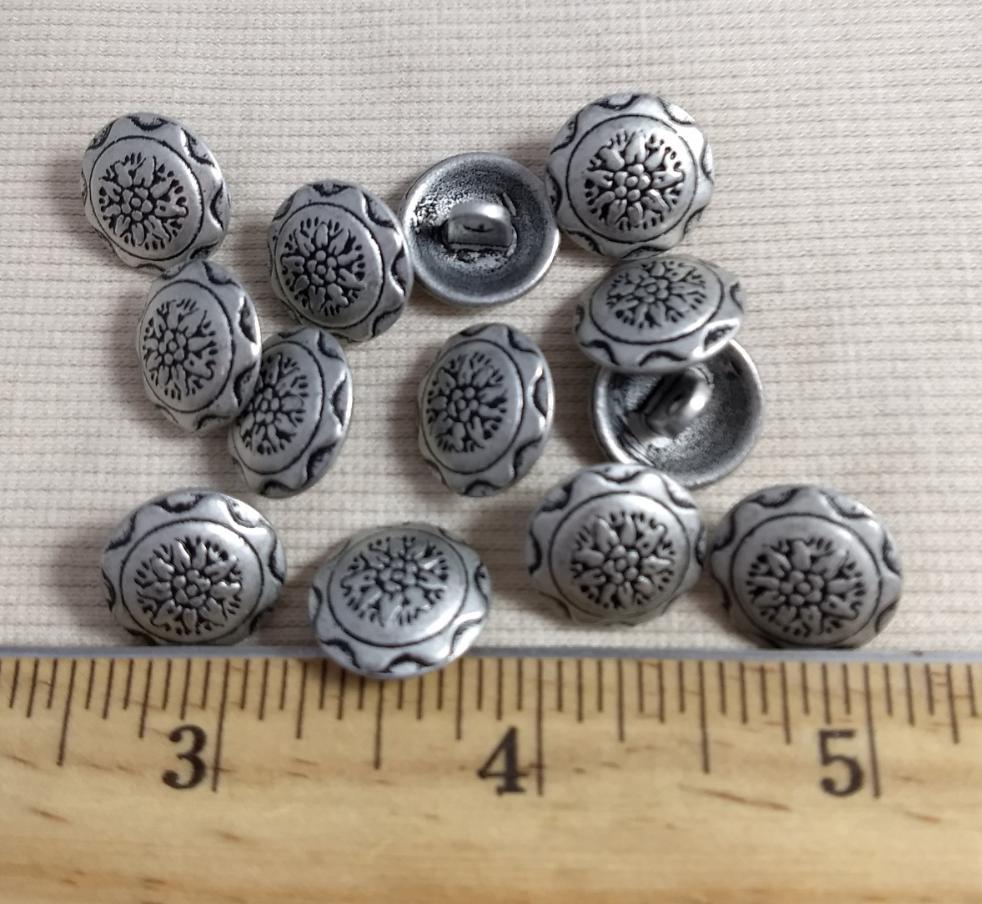 Button #1274 #Shank #Antique-Silver #Rim #Metal #10pc