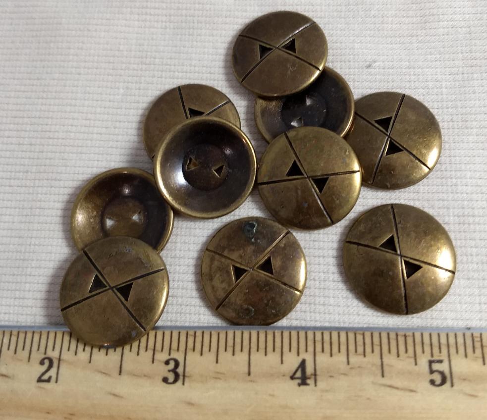 Button #7655 #2-Hole #Antique-Gold #Metal #10pc