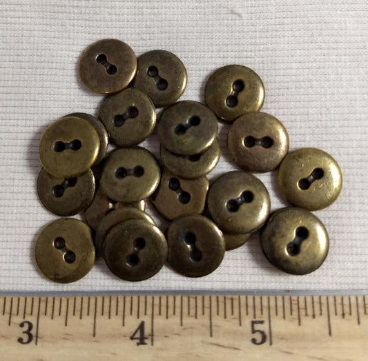 Button #AL6695 #2-Hole #Antique-Gold #Metal #10pc