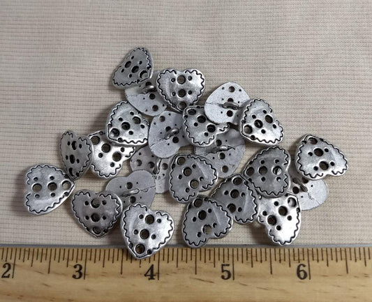 Button #K5086 #Shank #Antique-Silver #Heart #Metal #10pc