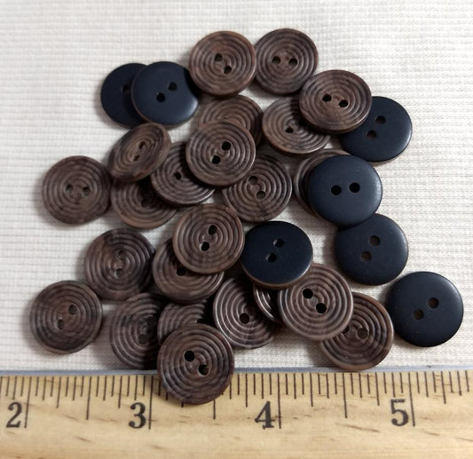 Button #C3037 #2 Hole #Brown #Swirl #Polyester #10pc