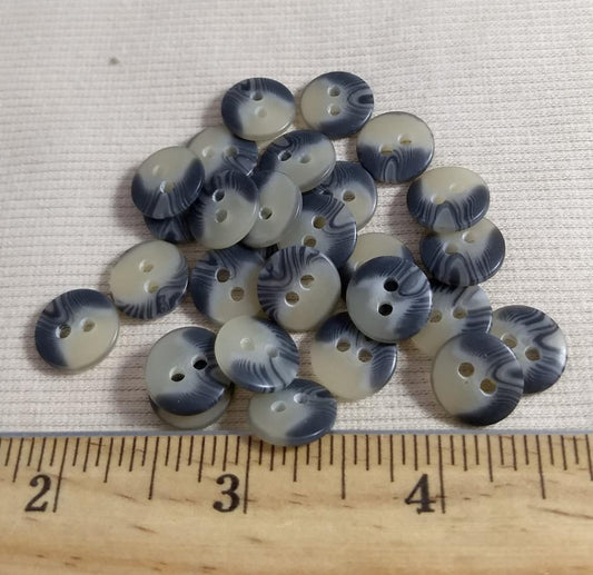 Button #21160-PB1160 #2 Hole #Grey #Imitation #Horn #Polyester #10pc