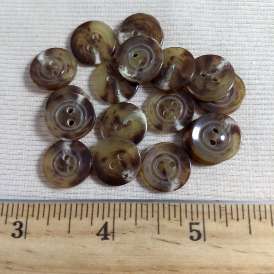 Button #96005-2 #2 Hole #Brown #Rim #Imitation #Horn #Polyester #10pc