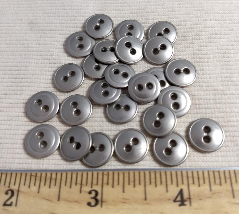 Button #K7003 #2-Hole #Antique-Silver #Rim #Metal #10pc