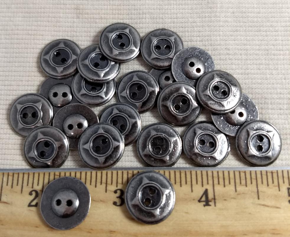 Button #PS358 #2-Hole  #Antique-Silver #Rim #Metal #10pc