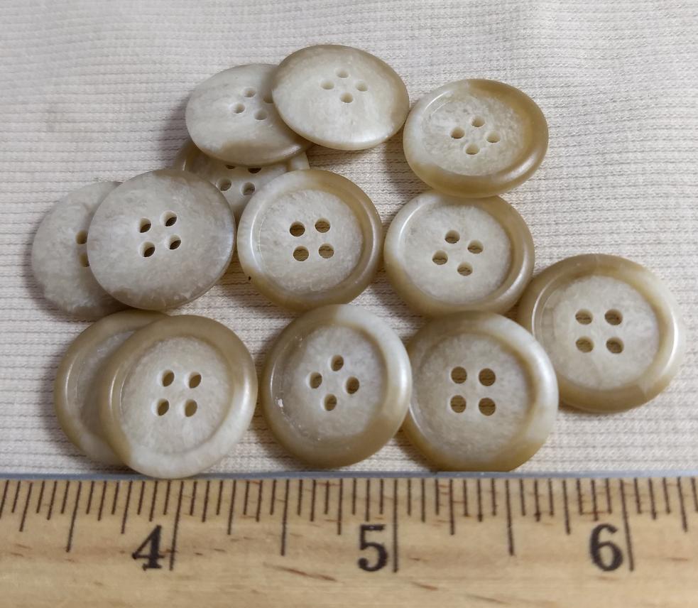 Button #20434-R #4 Hole #Cream #Rim #Imitation #Horn #Polyester #10pc