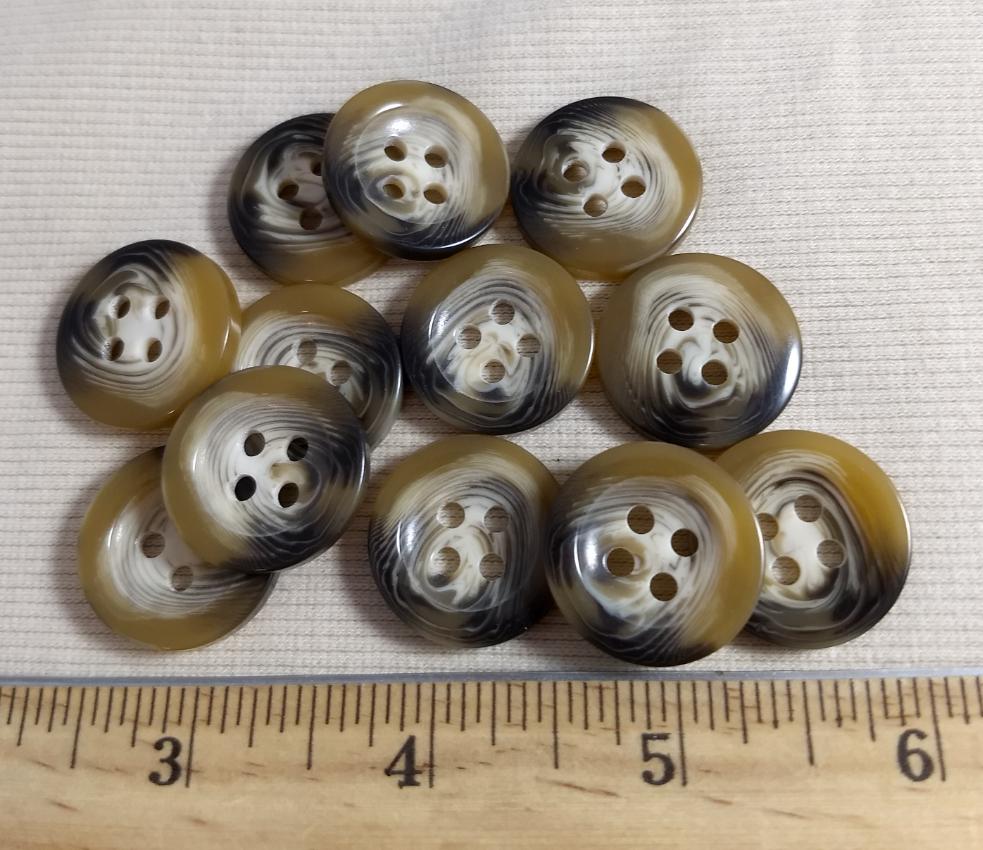 Button #4RC4219 #4 Hole #Brown #Rim #Imitation #Horn #Polyester #10pc