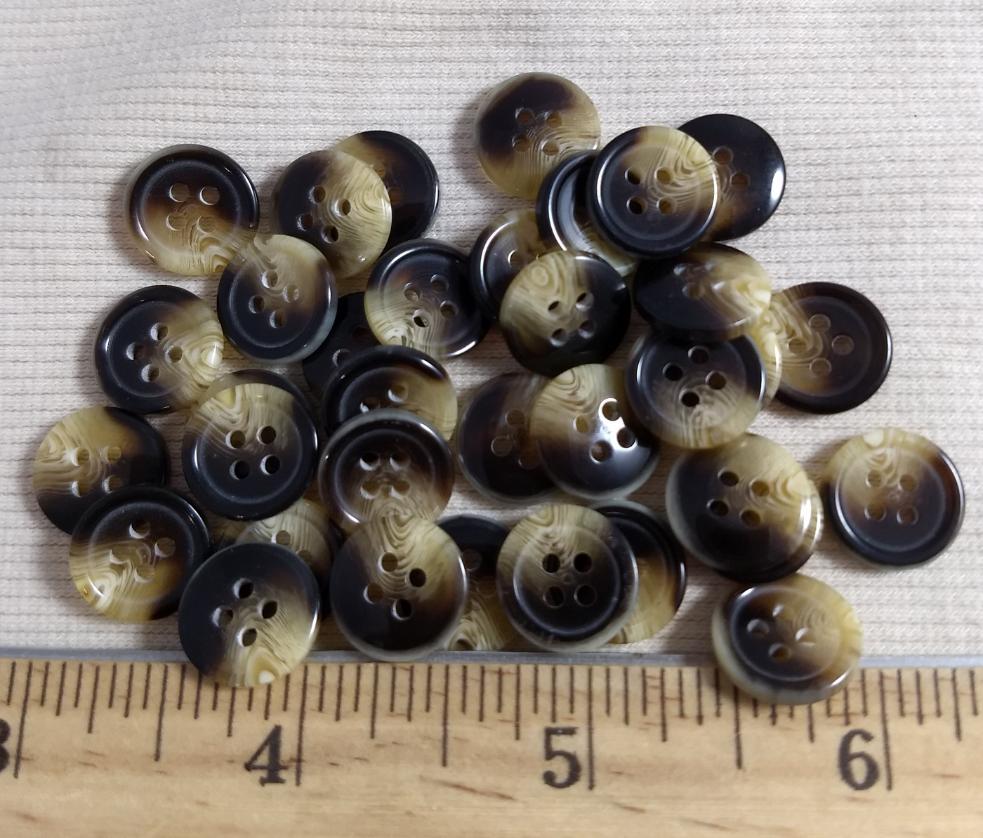 Button #265 #4 Hole #Brown #Rim #Imitation #Horn #Polyester #10pc