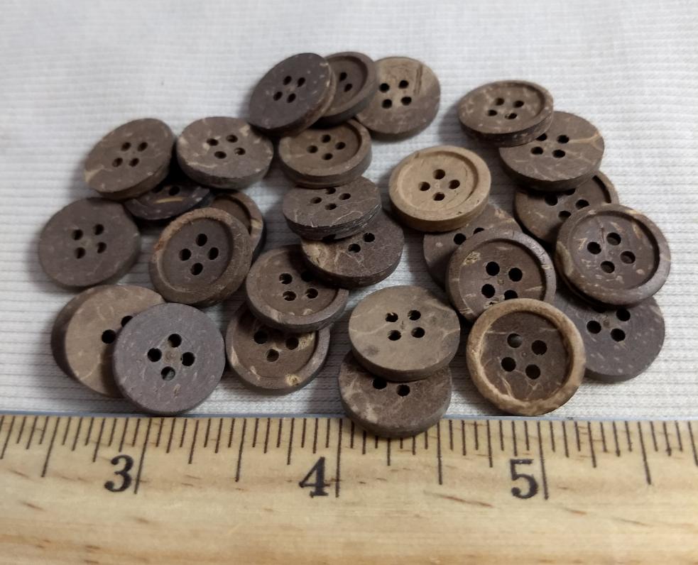 Button #236177 #4 Hole #Natural #Brown #Coconut #10pc