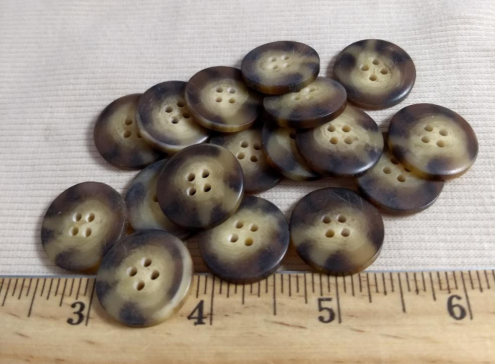 Button #298 #4 Hole #Brown #Imitation #Horn #Polyester #10pc