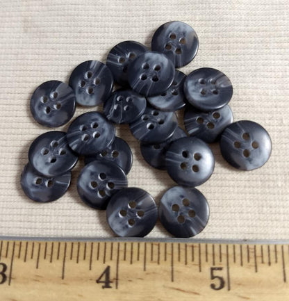 Button #20434 #4 Hole #Grey #Imitation #Horn #Polyester #10pc