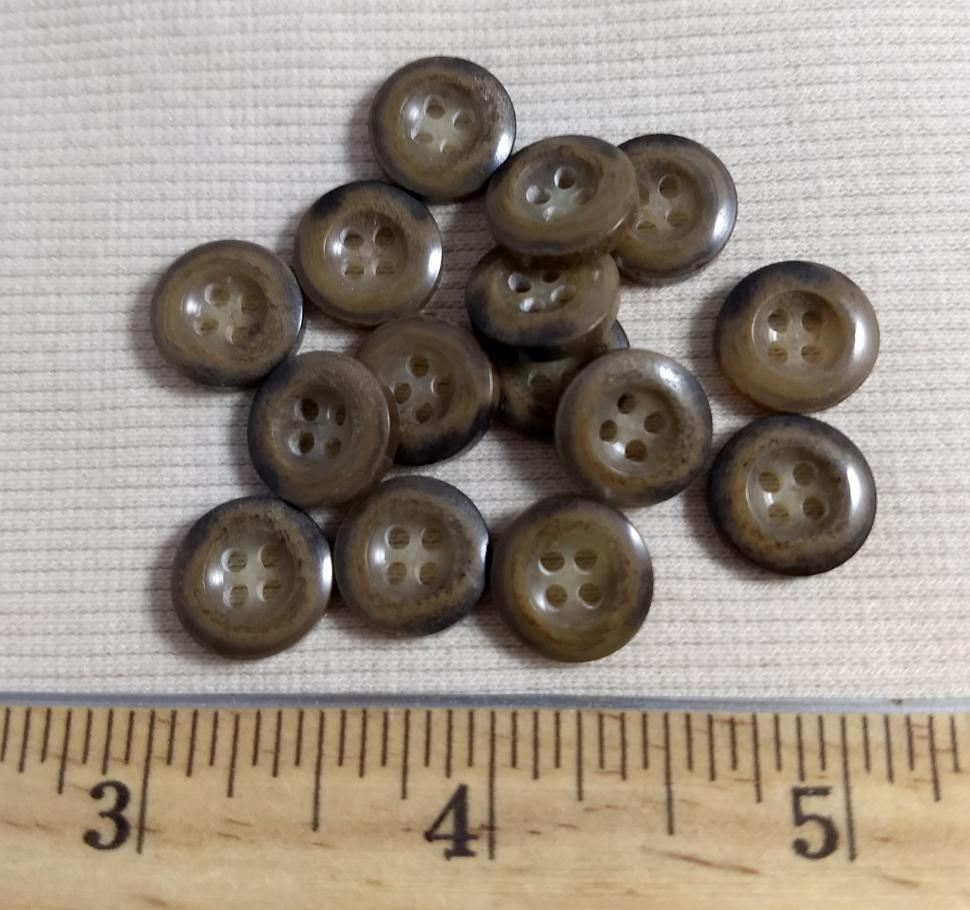 Button #1283 #4 Hole #Brown #Imitation #Horn #Polyester #10pc