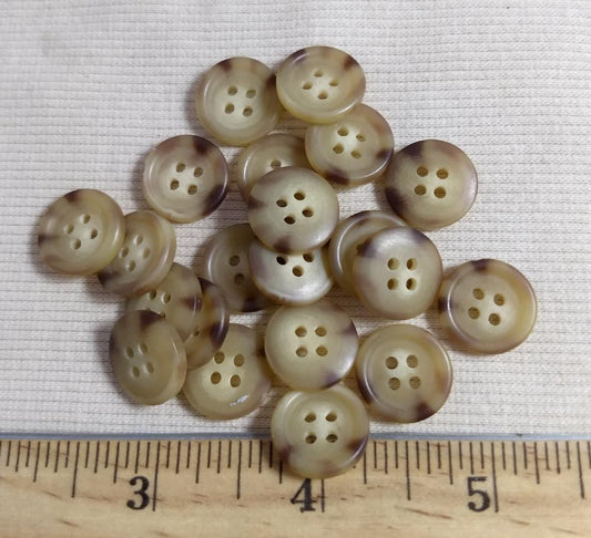 Button #1284 #4 Hole #Brown Imitation #Horn #Polyester #10pc