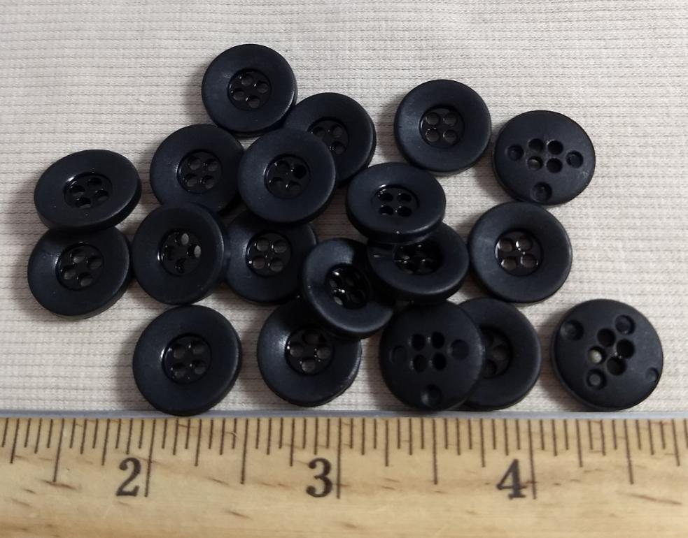 Button #K9190 #4 Hole #Black #Rim #Abs #10pc