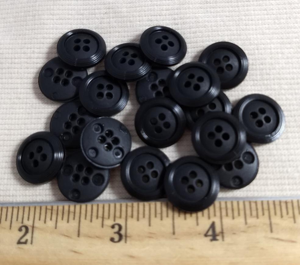 Button #K9164 #4 Hole #Black #Rim #Basic #Nylon #10pc