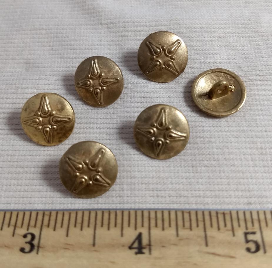 Button #6106 #Shank #Antique-Gold #Metal #10pc