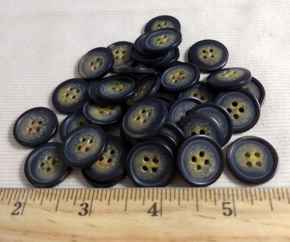 Button #PB1158 #4 Hole #Blue #Rim #Imitation #Horn #Polyester #10pc