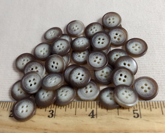 Button #PB1158 #4 Hole #07 #Brown #Rim #Imitation #Horn #Polyester #10pc