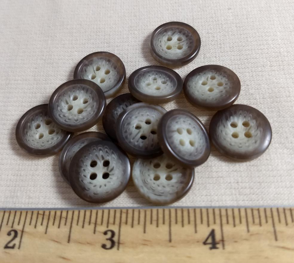 Button #PB1158 #4 Hole #07 #Brown #Rim #Imitation #Horn #Polyester #10pc