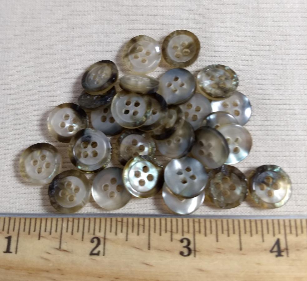 Button #1163 #4 Hole #Brown #Rim #Polyester #10pc