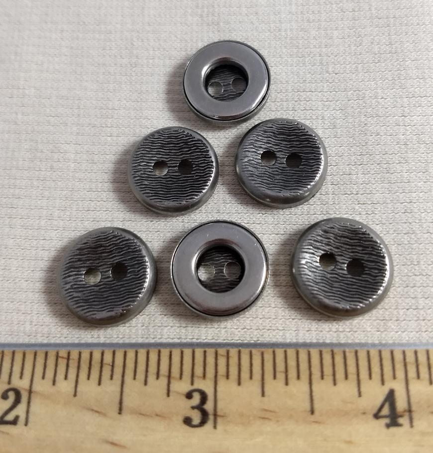 Button #PS255 #2-Hole #Antique-Silver  #Rim #Metal #10pc