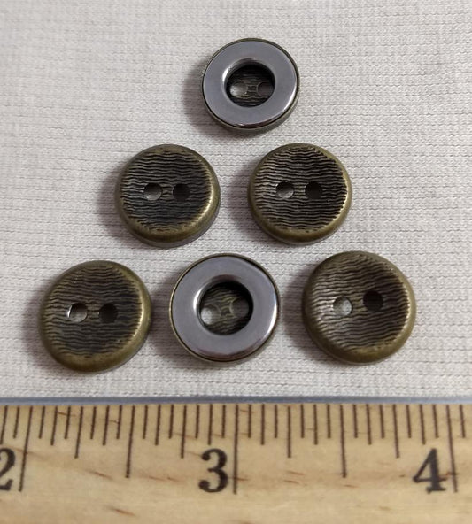 Button #PS255 #2-Hole #Antique-Gold #Rim #Metal #10pc