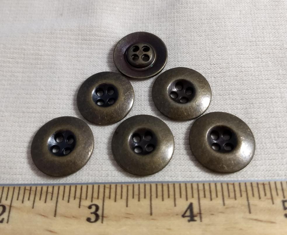 Button #6825 #4-Hole #Antique-Gold #Rim #Metal #10pc