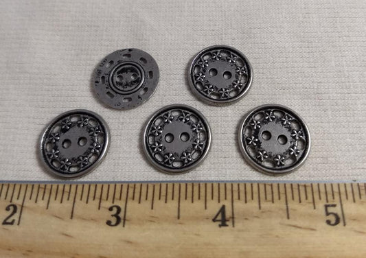 Button #1285 #2-Hole #Antique-Silver #Rim #Metal #10pc