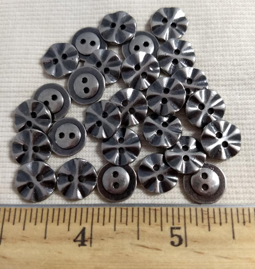 Button #PS357 #2-Hole #Antique-Silver #Metal #10pc