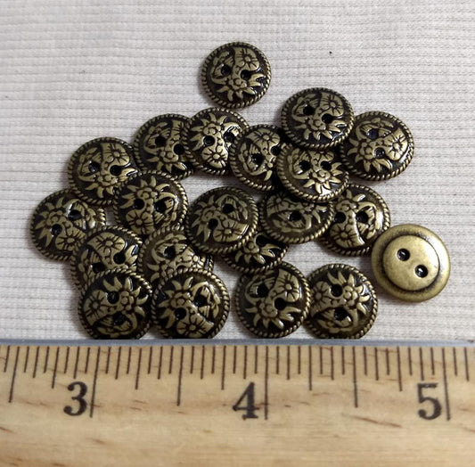 Button #70525 2-Hole #Antique-Gold #Rim #Metal #10pc