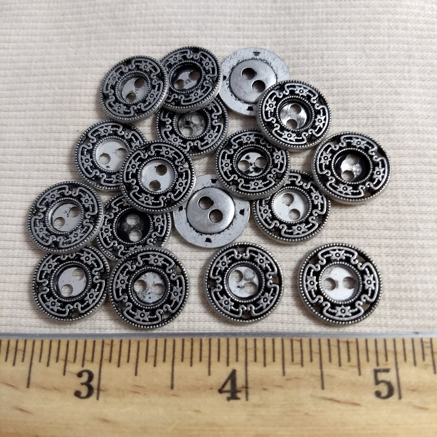 Button #6292 #2-Hole #Antique-Silver #Rim #Metal #10pc