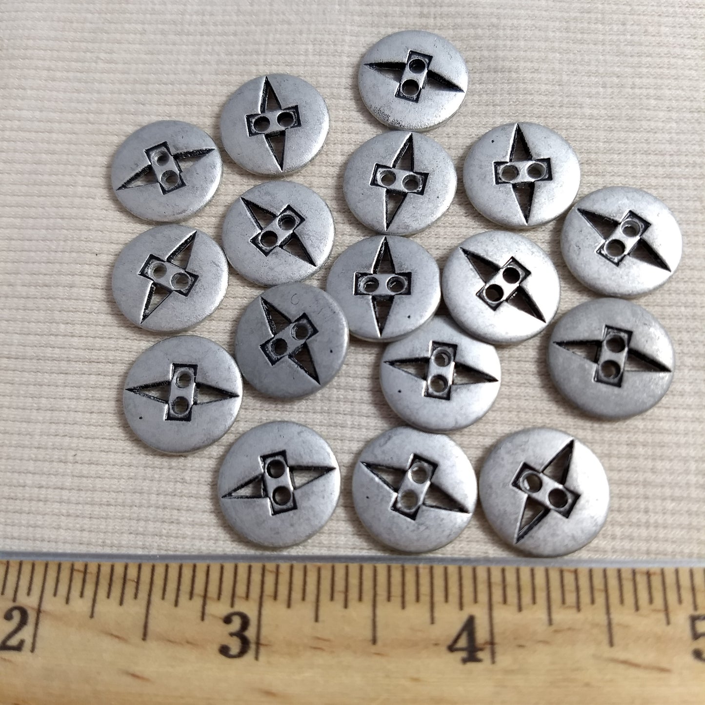 Button #K6260  #2-Hole #Antique-Silver ##Metal #10pc