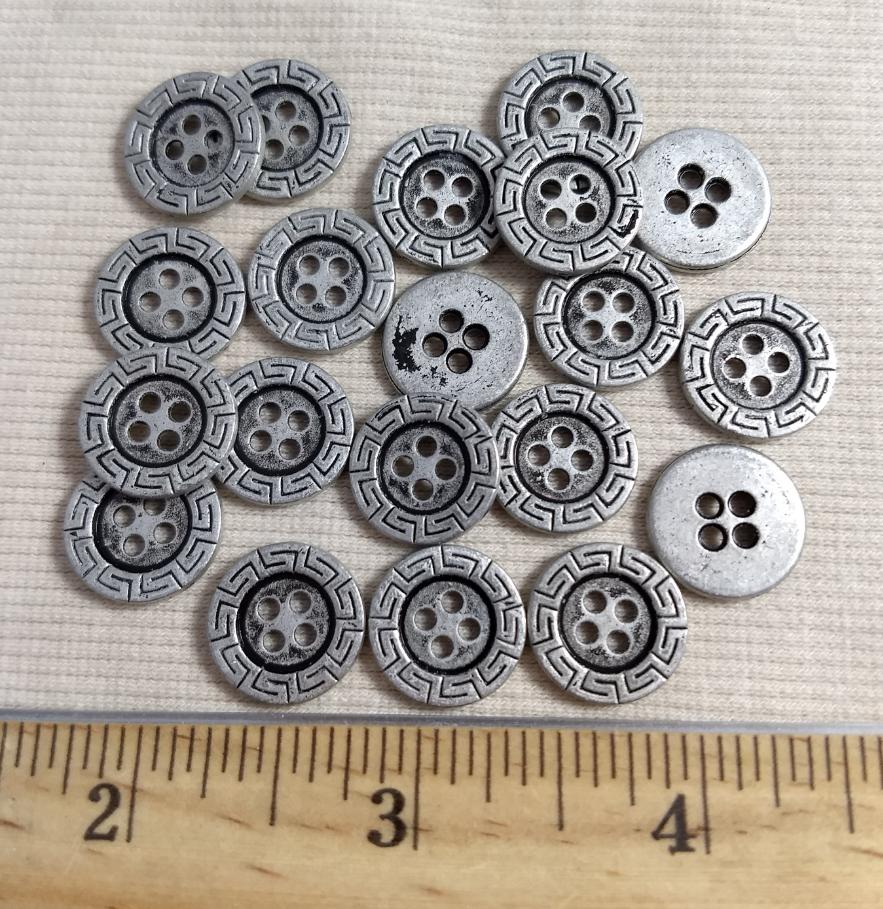 Button #6289 #2-Hole #Antique-Silver #Rim #Metal #10pc