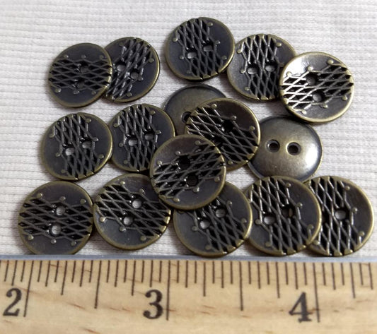 Button #K6050 #2-Hole #Antique-Gold #Metal #10pc