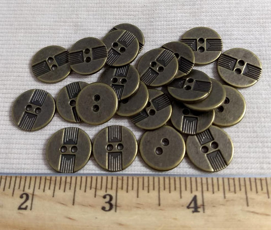 Button #K6200 #2-Hole #Antique-Gold #Rim #Metal #10pc