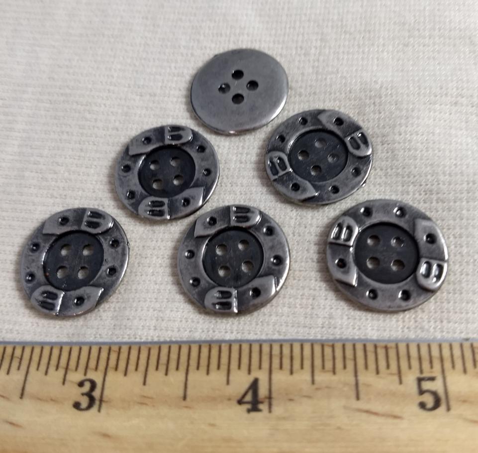 Button #PS291 #4-Hole #Antique-Silver #Metal #10pc