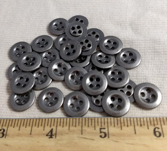 Button #CW2875 #4-Hole #Antique-Silver #Rim #Metal #10pc