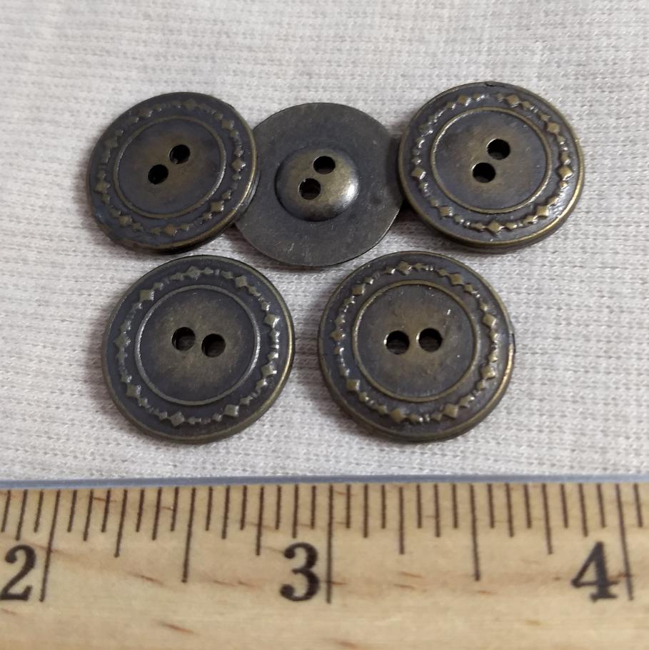 Button #PS356 #2-Hole #Antique-Gold #Rim #Metal #10pc