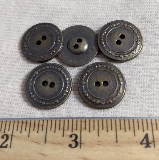 Button #PS356 #2-Hole #Antique-Gold #Rim #Metal #10pc