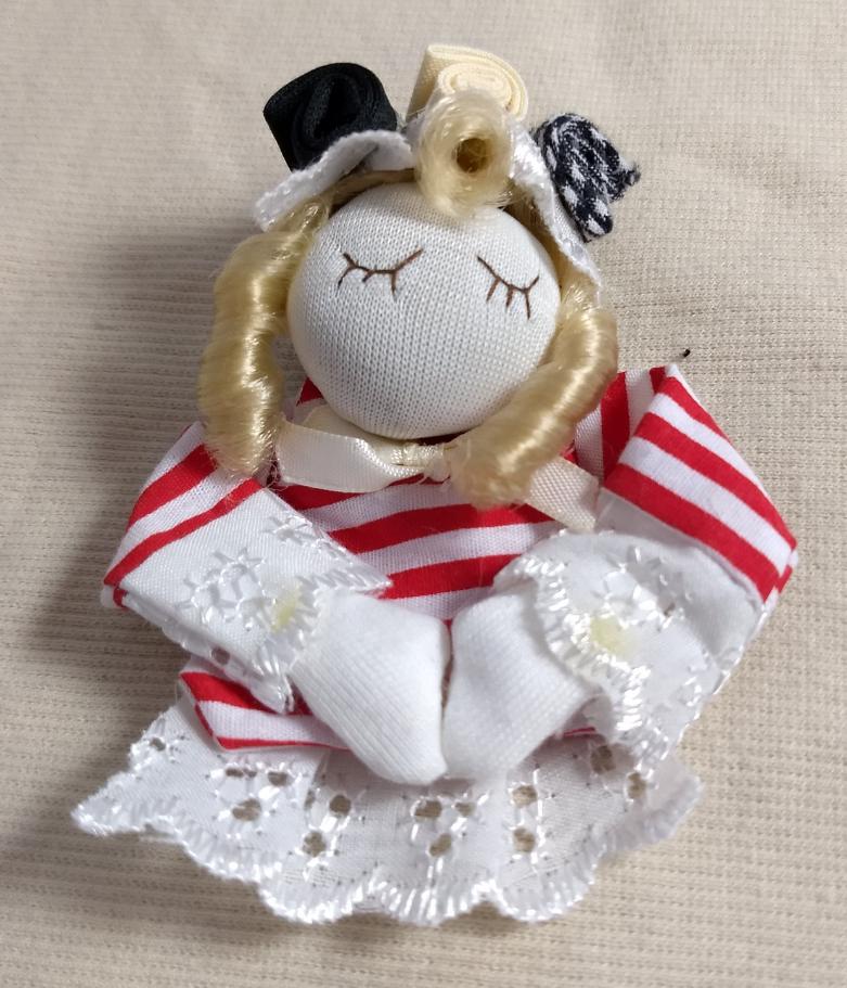 Rag Doll Ornament #RXHB081028 Red-White-Color Height 4"