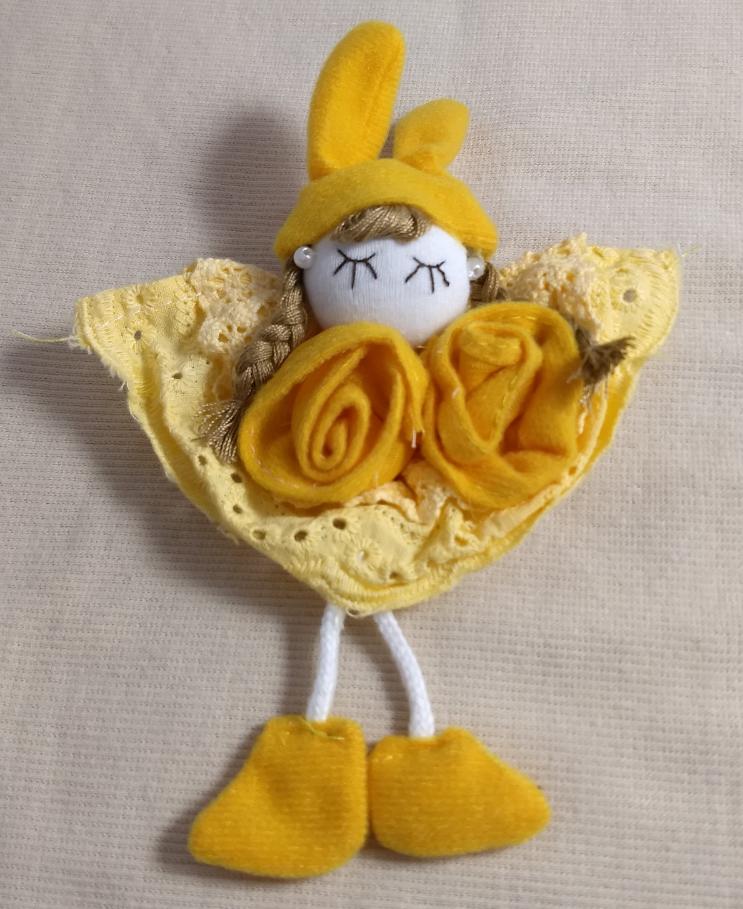 Handmade #Cloth-Dolls #1290 #Yellow #Height 6"