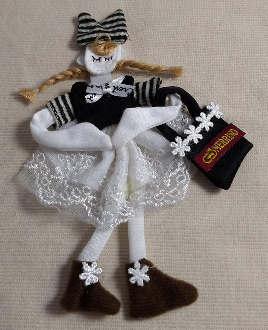 Rag Doll Ornament #JXSP1002021P Black-White-Color Height 7"